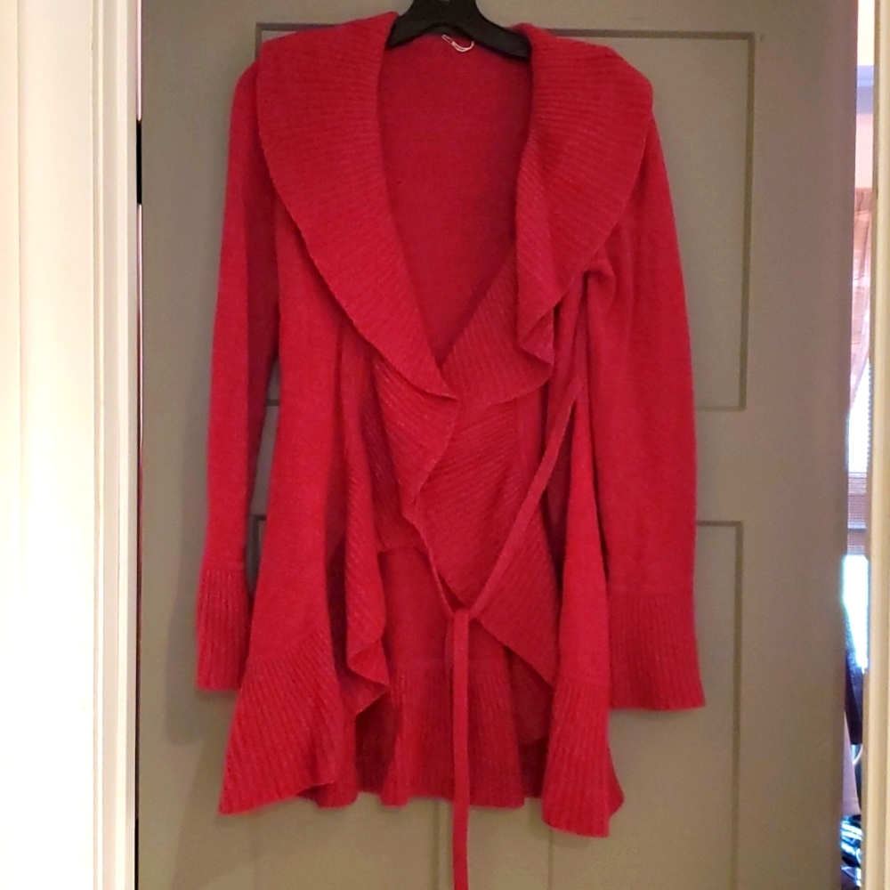 100% CASHMERE sweater - Sexy Wrap Sweater- Beautiful Red